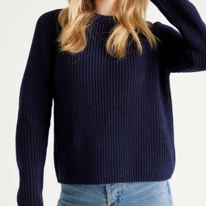 Quince 100% cotton fisherman sweater in navy